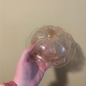 Vintage Jeannette Depression Glass Cherry Blossom pink butter dish